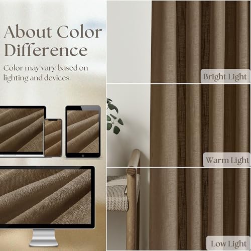 TWODRAPES Extra Wide 108 Inch Long Pleat Curtains 70 Inch Wide Dutch Cocoa
