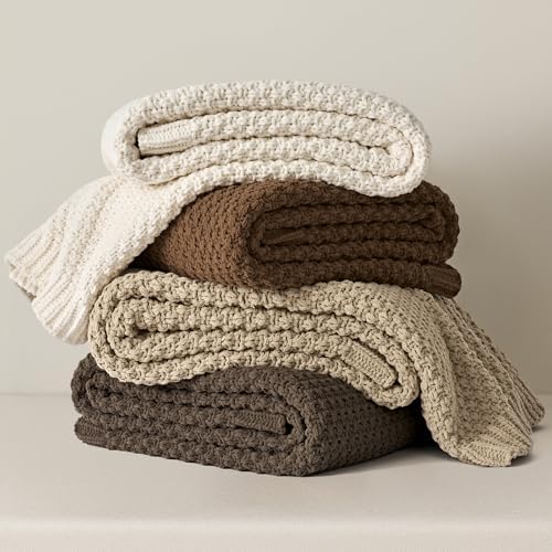EVERGRACEHOME Chunky Chenille Knit Throw Blanket, 50 x 60, Sand Dune