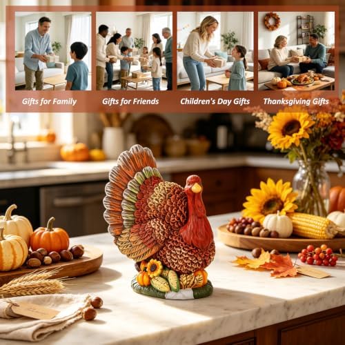 Thanksgiving Resin Turkey Figurine, Fall Harvest Table Centerpiece