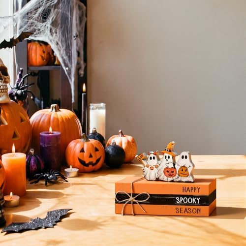 Smile Halloween Wooden Block Decor Set Ghosts Happy Spooky Season