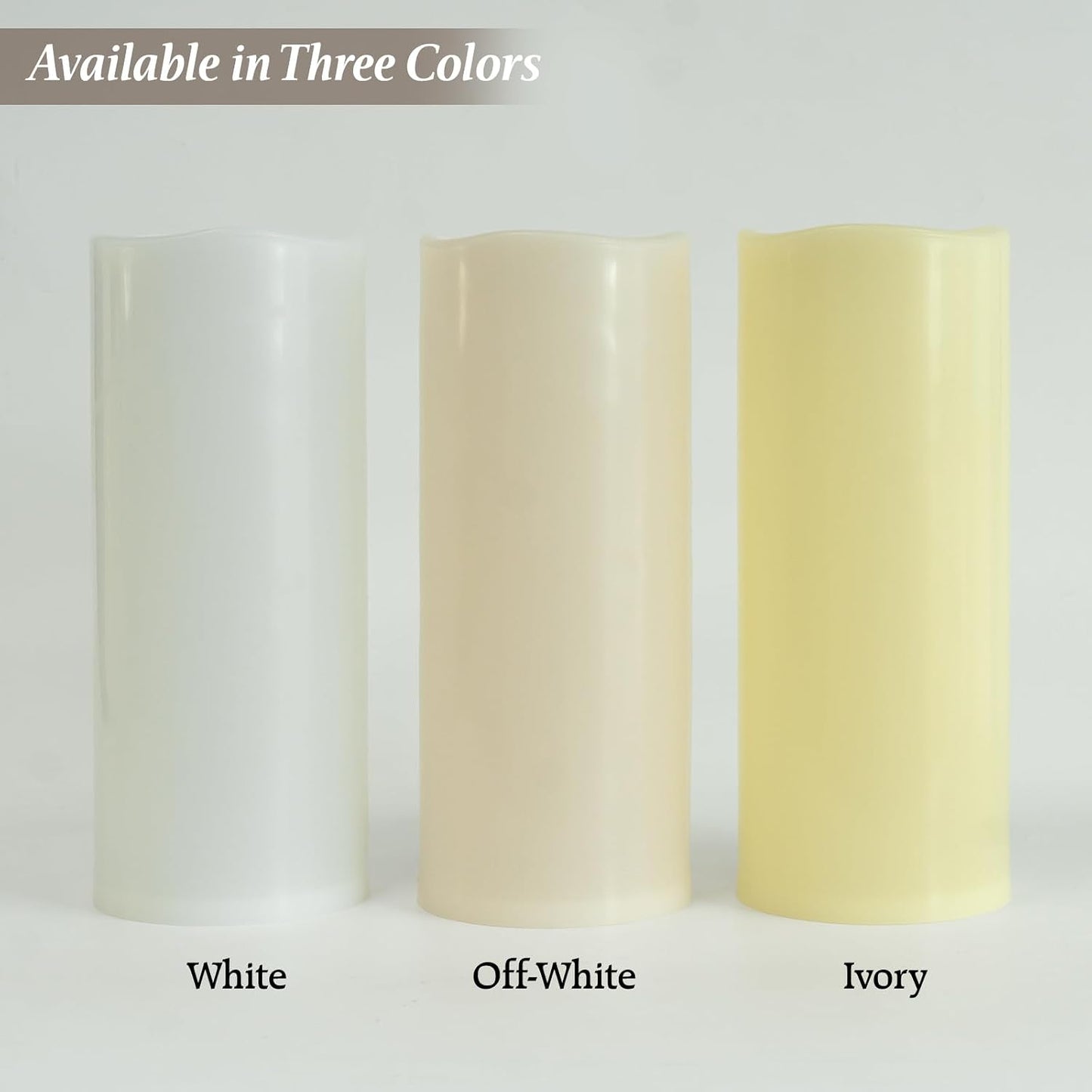 12" x 5" Ivory Large Waterproof Outdoor Flameless Candles Battery Operated LED Flickering Pillar Candles with Remote