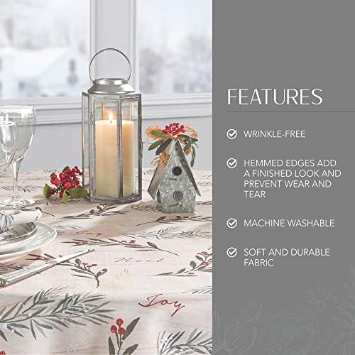 Threadmade Holiday Tree Trimmings Tablecloth, Multicolor - 60"W x 84"L Oval