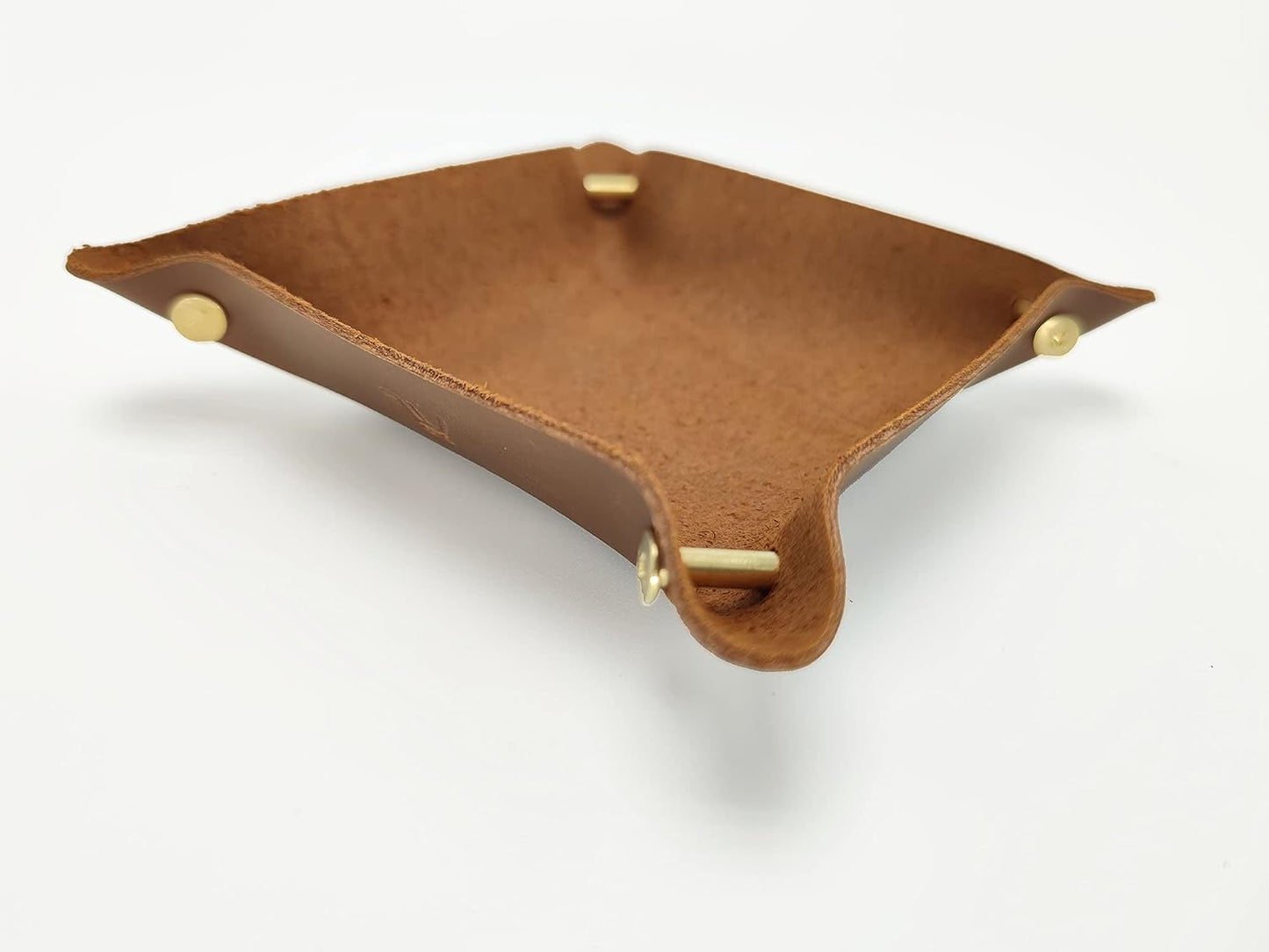 Leather Valet Tray Entryway Catchcall Tray Nightstand Organizer / Cinnamon-crazy Horse Leather