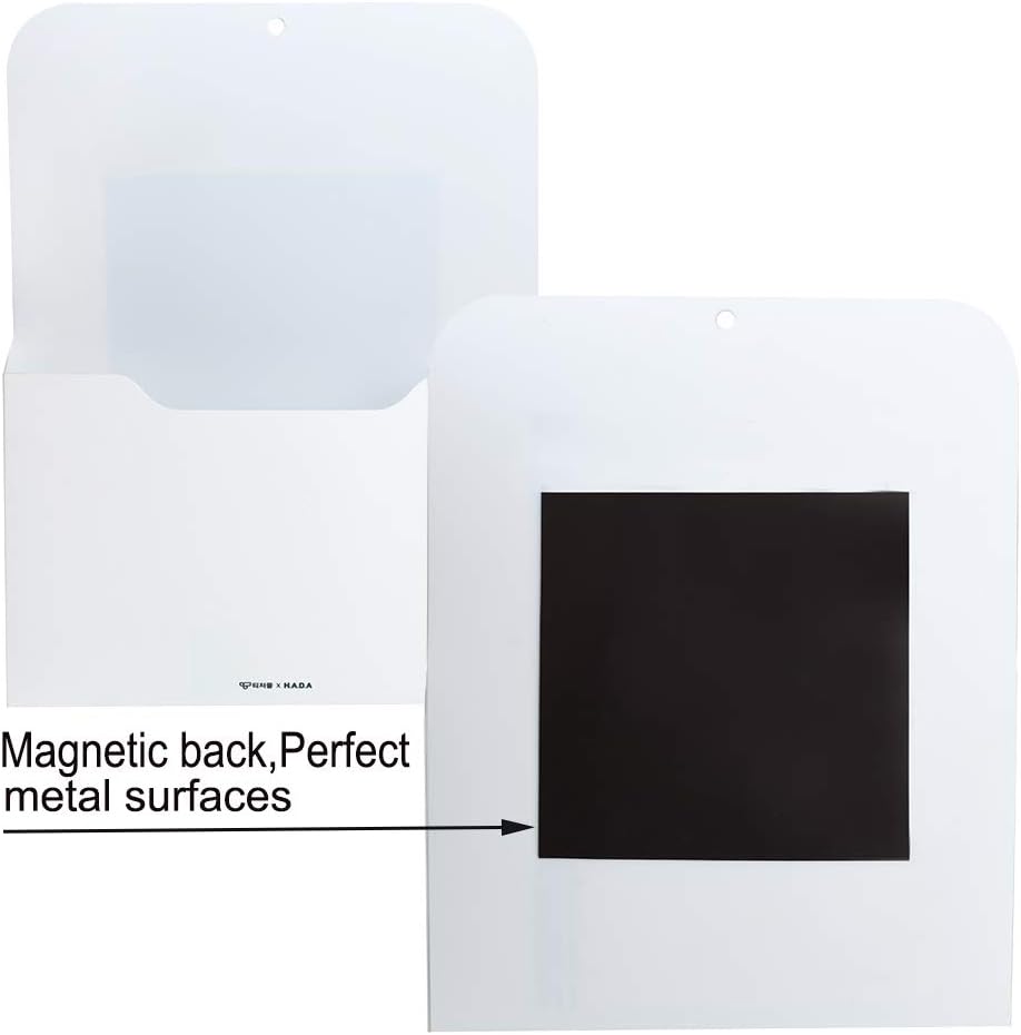 Marbrasse 2 Pack Magnetic File Holder - Paper Holder, Pocket Organizer,Hanging Wall File Organizer Office Supplies