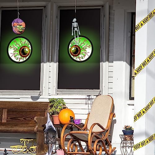 Preboun 2 Pcs Halloween Green Eyes Window Decoration Scary Spooky Halloween Window Silhouette Cover Curtain Decoration for Home Indoor Outdoor