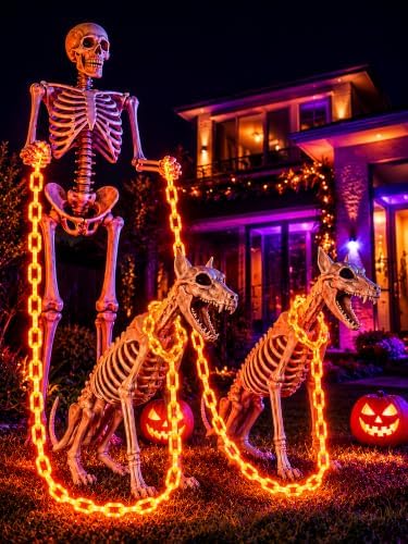 Battery Halloween Chain Lights, 10 FT 160 LED Orange Light-Up Plastic Timer