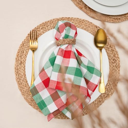 Blue Needles Gingham Buffalo Plaid Cotton Dinner Napkins Set of 12-18"x18"