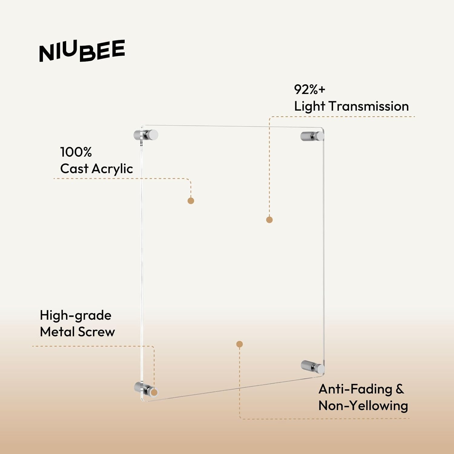 NIUBEE Movie Poster Frame 30x43, Clear Acrylic Wall Mount Picture Frame | Full frame:27x40 Inches, Floating Frames for