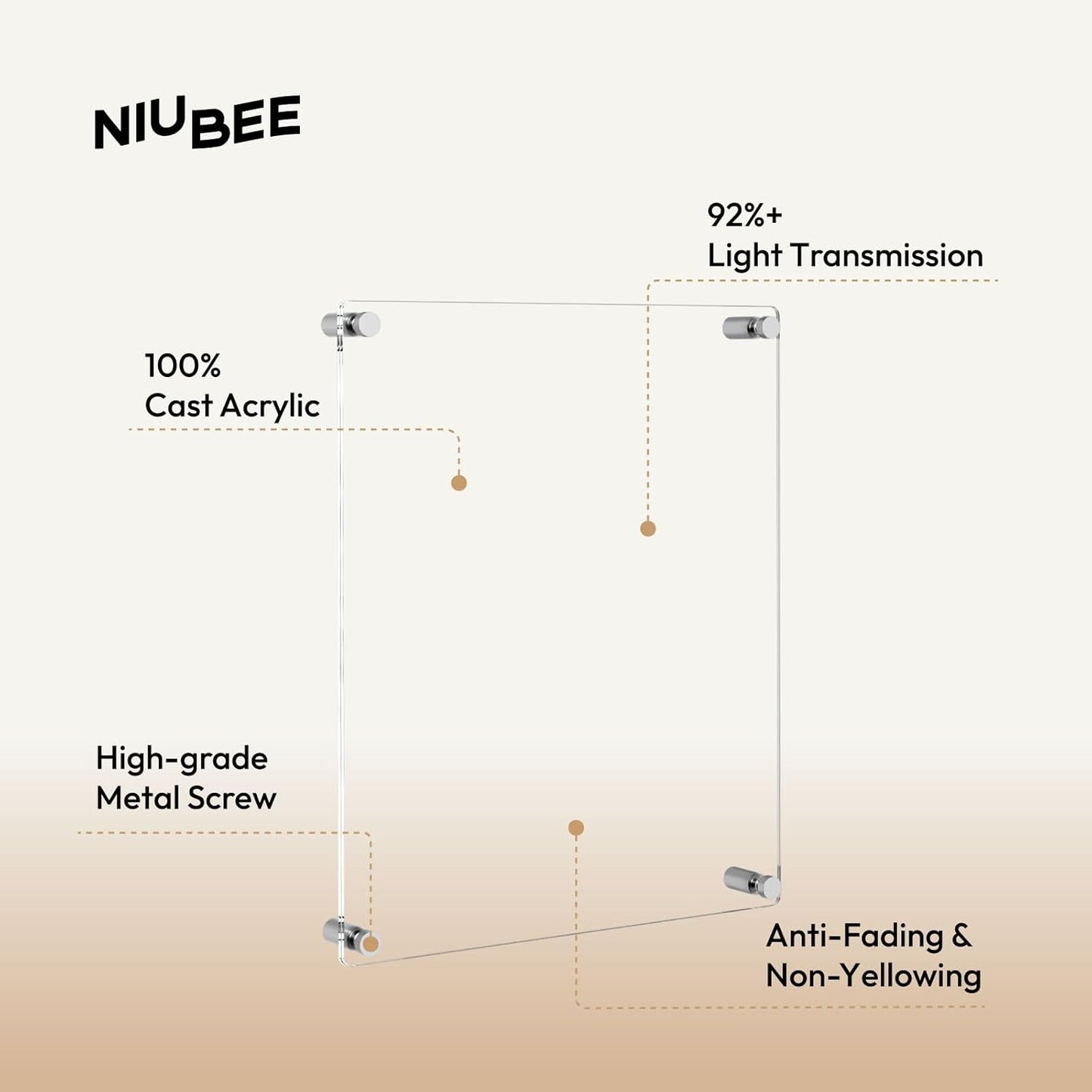 NIUBEE 11x14 Clear Acrylic Picture Frame Floating Wall Mount 3 Packs | Full Frame is 13x16 inch,for Degree Certificate