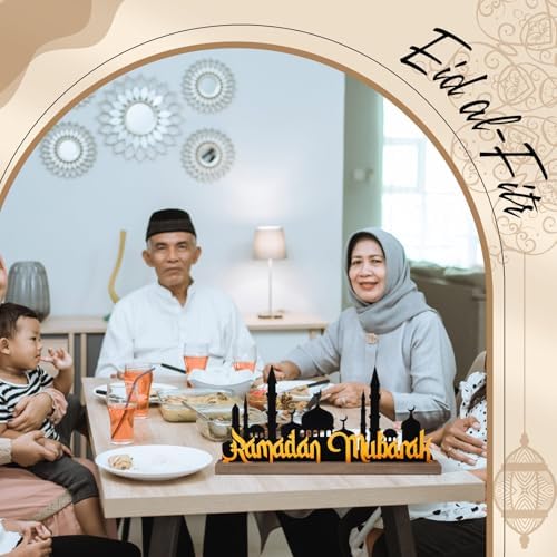 DoubleFill Ramadan Mubarak Decorations for Home Office, Table Metal Sign