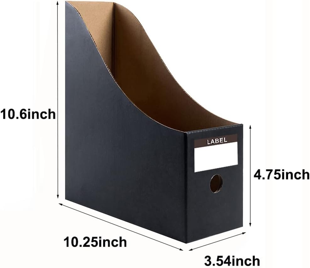 Foldable Desk File Holder Organizer Sturdy Cardboard Magazine Storage Box Document Rack with Blank Label Stickers for