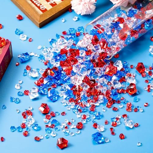 Syhood 570 Pcs Red, Blue and Clear Acrylic Gems Plastic Crystals