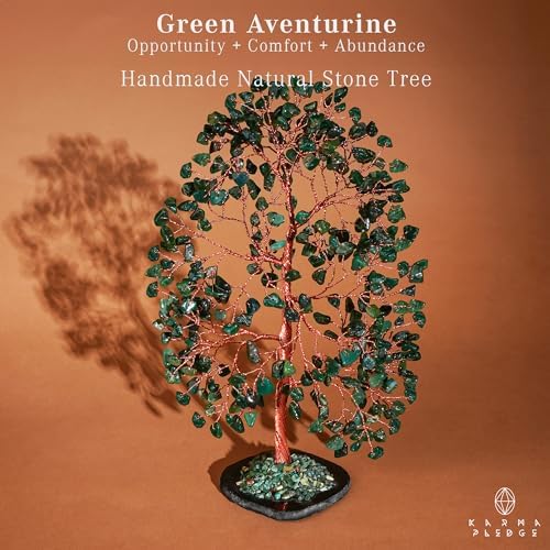 Crystal Tree of Life Birthday Gifts for Women, Men, Frineds, Handmade Green Aventurine Chakra Healing Tree for Home