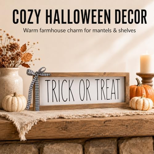 Trick or Treat Sign Halloween Wall Table Shelf Desk Home Decor
