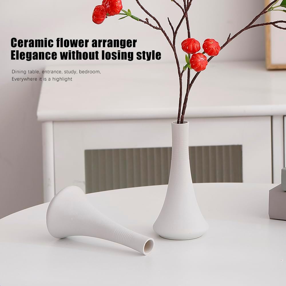 2-Piece Matte Ceramic vase Set / White