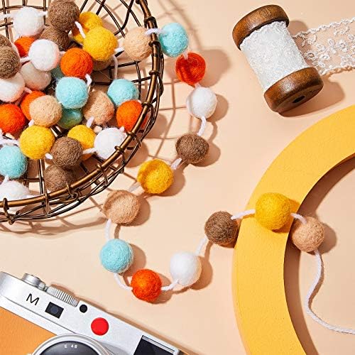 WILLBOND 3 Pieces Felt Pom Ball Garland,Fancy Colors
