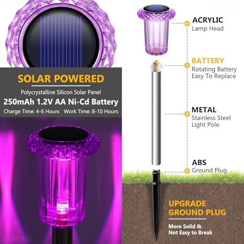Halloween Solar Lights Outdoor 10 Pack LED Purple Pathway Lights