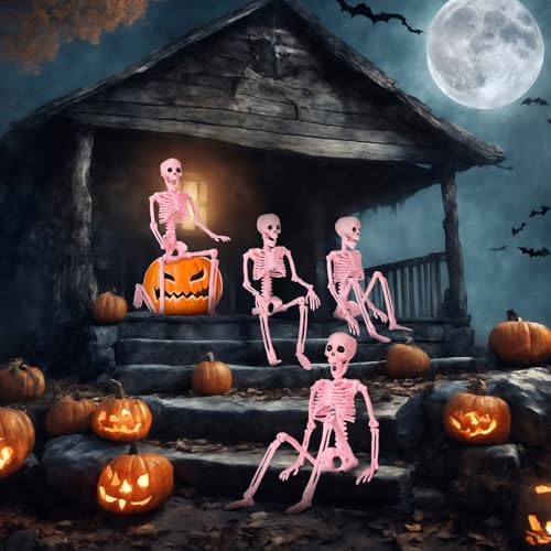 Geelin 6 Pack Halloween Pink Skeleton 16" Posable Hanging Decorations