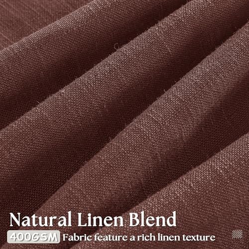 Chestnut Brown Pinch Pleated Linen Sheer Curtains 45 Inch Length 2 Panels