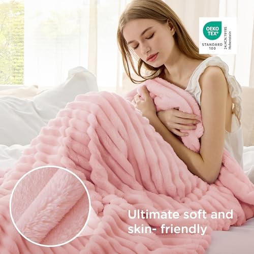 Bedsure Soft Coral Pink Throw Blanket for Couch Decor Gifts 50"x70"