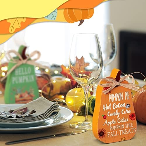 Jetec 4 Pcs Fall Decorations for Home, Thanksgiving Pumpkin Table Decor