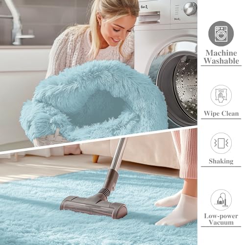 OLANLY 9x12 Machine Washable Large Area Rugs for Living Room, Bedroom, Soft Fluffy Shaggy Bedside Rug, Indoor Floor