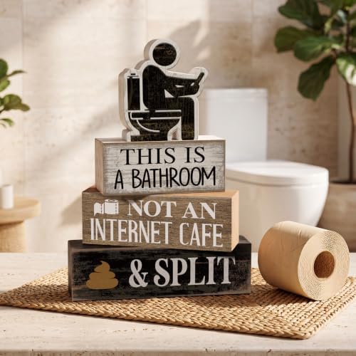 Moucuny 4 Pcs Funny Bathroom Sign, This Is A Bathroom Not An Internet Cafe
