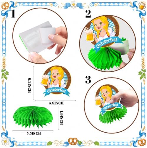 Oktoberfest Table Decorations Centerpieces,Oktoberfest Decorations Party include 12Pcs Bavarian Blue Oktoberfest Centerpiece Beer Theme Party German Decorations for Bavarian Munich Festival