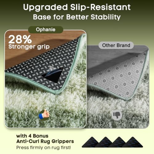 Ophanie Green and White Area Rugs for Living Room 5x7,Sage Green Fluffy Shag Large Fuzzy Plush Soft Carpets,Floor