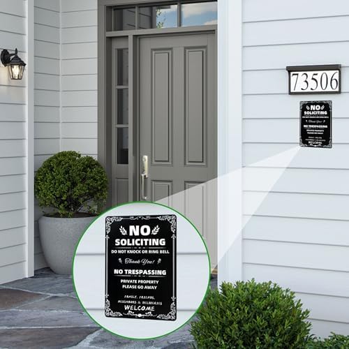 No Soliciting & No Trespassing Chic Metal Signs for Yard