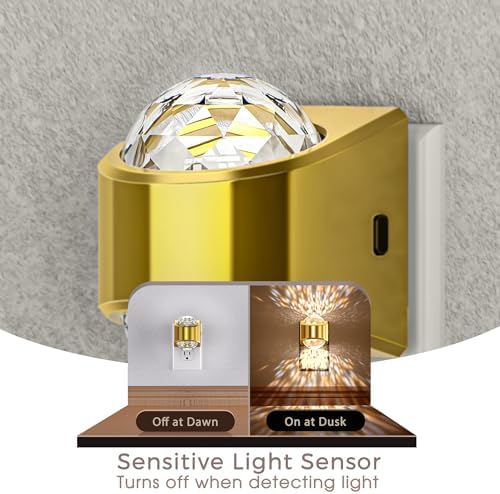 Briignite Night Light, Gold Night Lights Plug into Wall 2Pack LED Projector