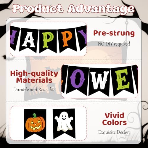 Happy Halloween Banner, Pre-Strung Halloween Party Decorations