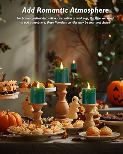 Homemory 2"x 2" Green 6 Hour Timer Flameless Votive Candles, 6 Pack