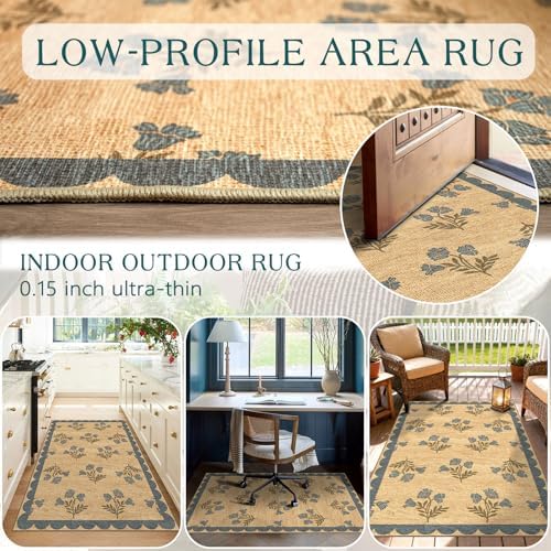 3x5 Floral Entry Rug - Washable Indoor Outdoor Mats for Front Door
