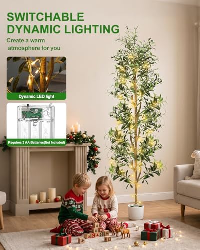 Olive Trees Artificial Indoor 7Ft Tall Faux Plants Large Fake Olivos Tree