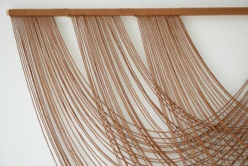 Large Macrame Wall Hanging Brown Die-Dyed 59.00" W x 31.00" L Boho Wall Decor Yarn Tapestry Craftsmanship Home Macrame