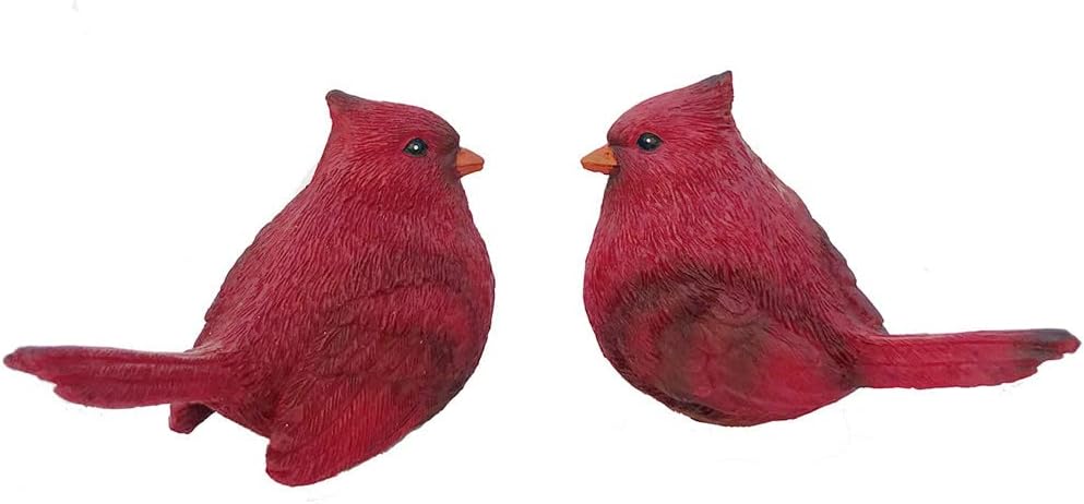 Cardinal Figurines Cardinal Bird Statue Figures / Red / Set of 2
