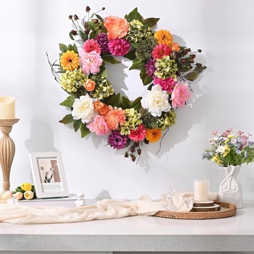 Spring Wreaths for Front Door, 22 Inch Spring Front Door Wreath