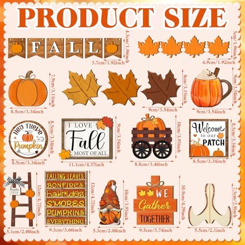 Fairysandy 21 Pcs Fall Tiered Tray Decor, Thanksgiving Table Sign, Gnome