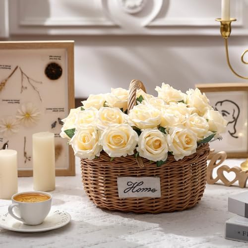 Jexine 100 Pcs Artificial Roses Flowers Bulk, Champagne