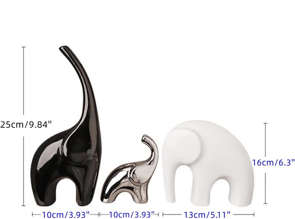 Modern Ceramic Decor Statue / Black White Silver / Set of 3