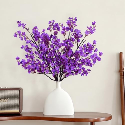 15 Pcs Fake Flowers, Real Touch Babys Breath Artificial Flowers, Purple