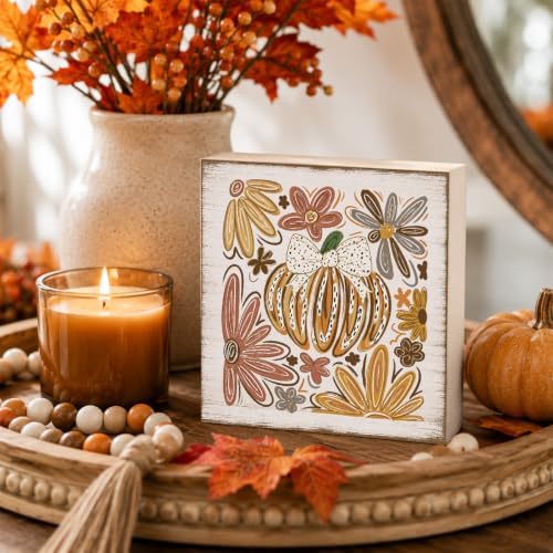 Fall Decorations for Home Bow Pumpkin Wood Sign Fall Wall Shelf Decor