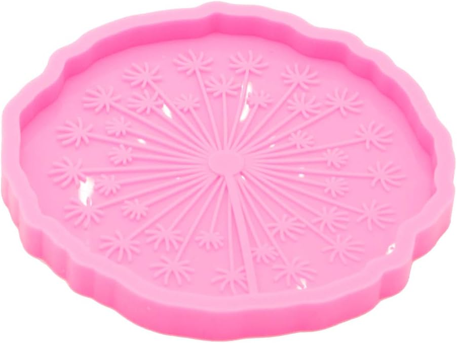 Super Shiny Dandelion Coaster Resin Molds Silicone Coaster Mold Round Flowers Shape Silicone Molds