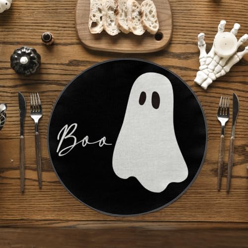 Artoid Mode Boo Ghosts Halloween Round Placemats Set of 6-14 Inch