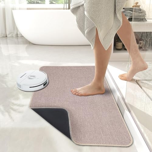 Bath Mat,Ultra Thin Bathroom Rugs,Rubber Bath Mats for Bathroom,No Slip Bath Rugs,Quick Dry,Machine Washable,Low