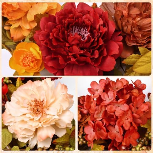 2 Pcs Fall Wreaths for Front Door, 24 Inch Fall Door Wreath with Hydrangea