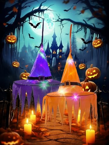 light up Halloween Decorations Witch Hat Hanging sawtooth Lights Ghost hats