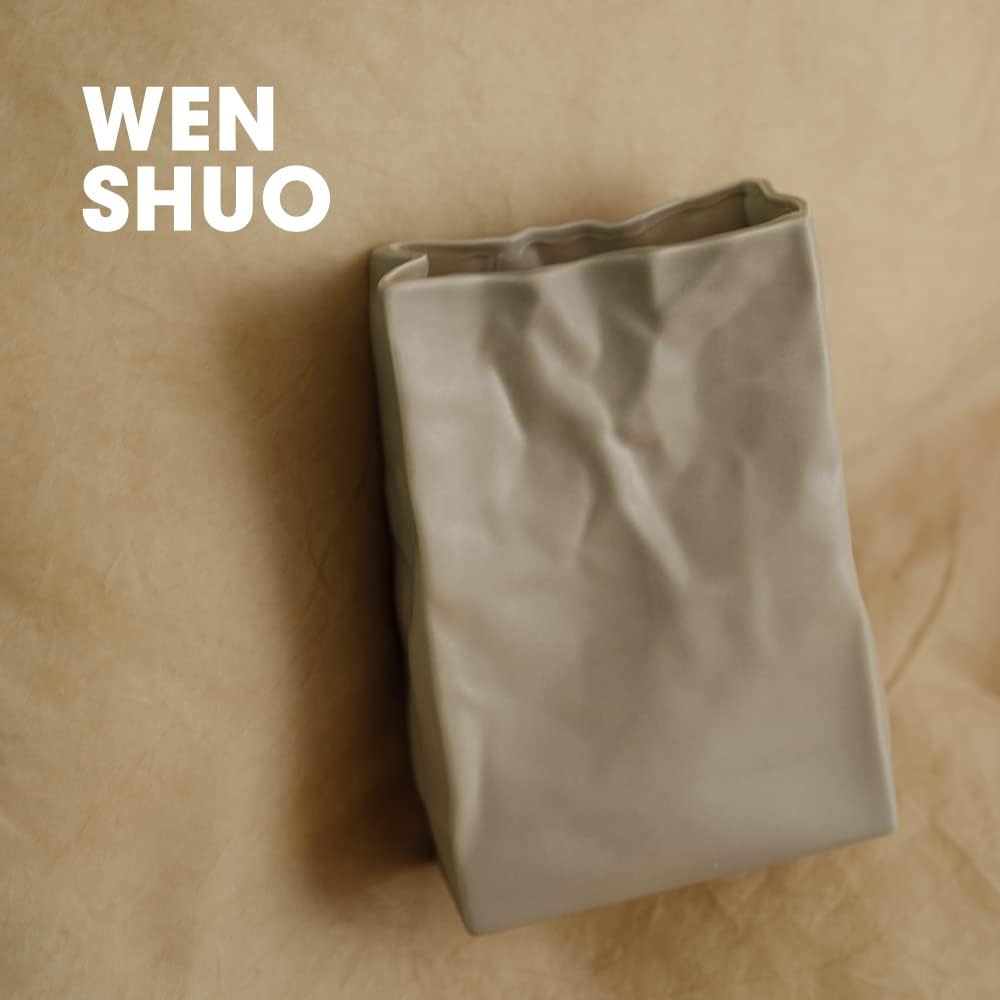 Crinkle Paper Bag Shape Ceramic Vase