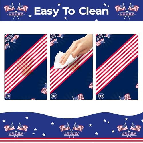 Childom 2 Pack Patriotic Tablecloth,Patriotic Decorations 54" x 108" Disposable American Flag Tablecloth,Plastic Table Cover for Veterans Day Decorations,Fourth of July,Camping,Picnic,Party Supplies